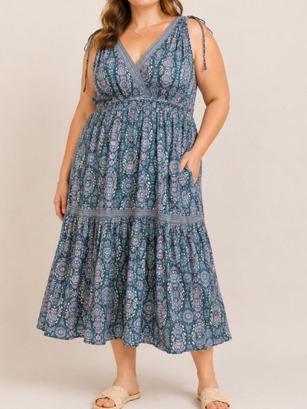Joie Floral Boho Tiered Midi Dress